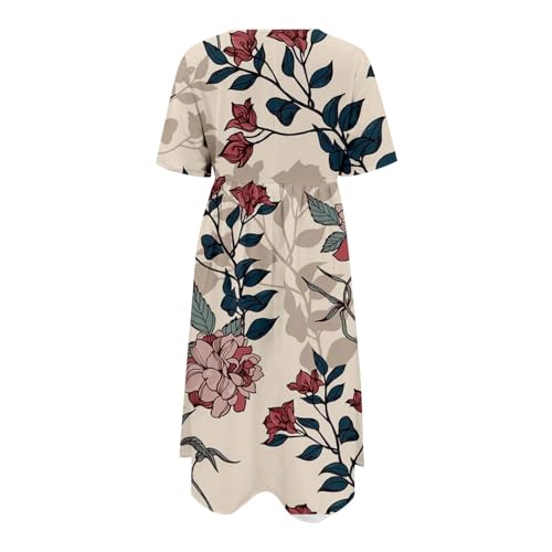 Boho Floral Midi Dress with Pockets B150090