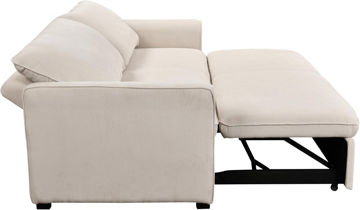78 Inch 3 in 1 Convertible Sleeper Sofa Bed, Fabric Loveseat Futon with Pullout Bed, Beige J804965