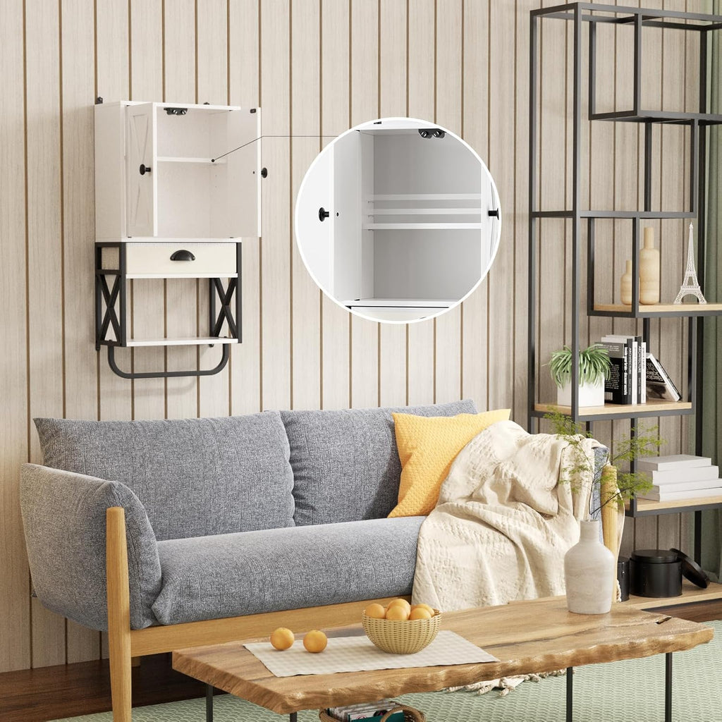 Wall Cabinet with 2 Doors and Adjustable Shelf, White I87858
