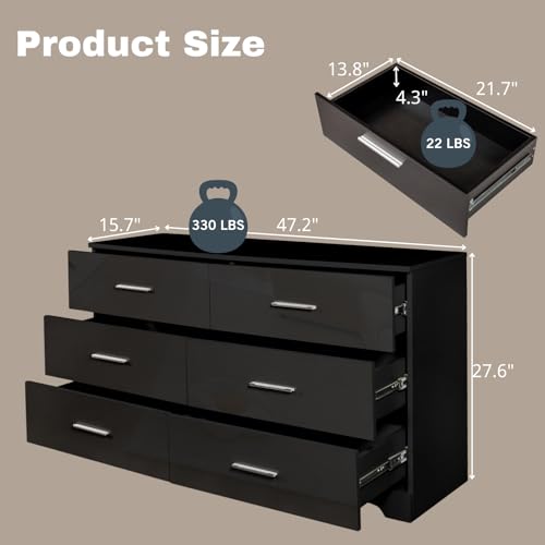 8 Drawer Dresser for Bedroom with Deep Drawers, 55 Inch Wood Chest of Drawers M337