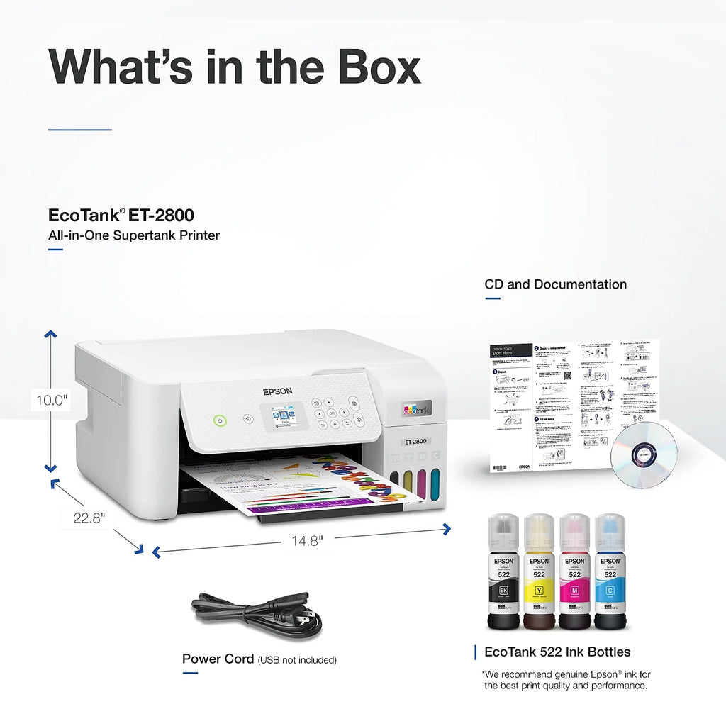 Wireless All-in-One Supertank Printer with Scan and Copy - White S391