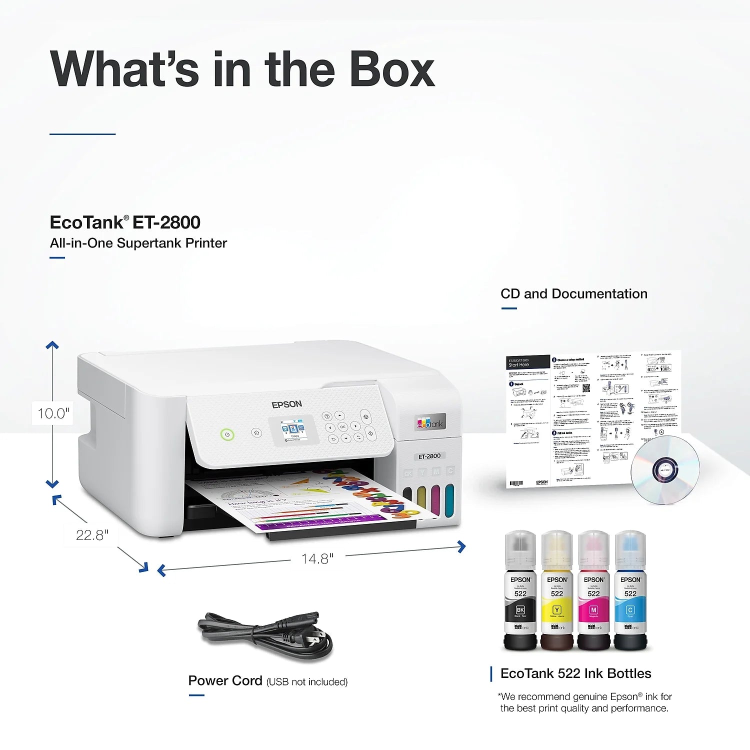 Wireless All-in-One Supertank Printer with Scan and Copy - White S391