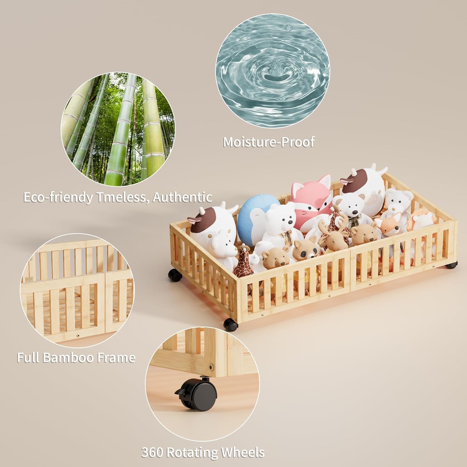 Bamboo Under Bed Storage with Wheels (2-Pack) N491046