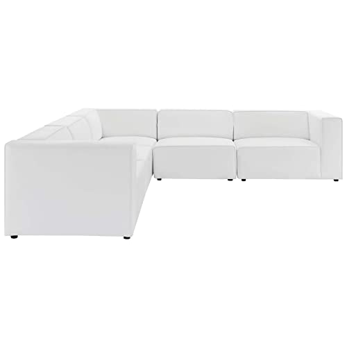 Vegan Leather 5-Piece Sectional Sofa, White P63544