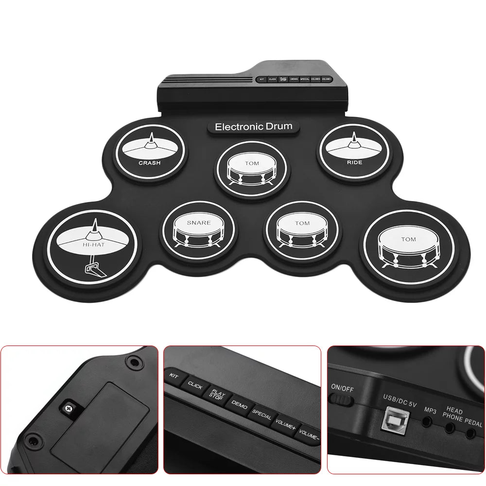 USB Roll-Up Electronic Drum Kit with 7 Pads and Sticks S614