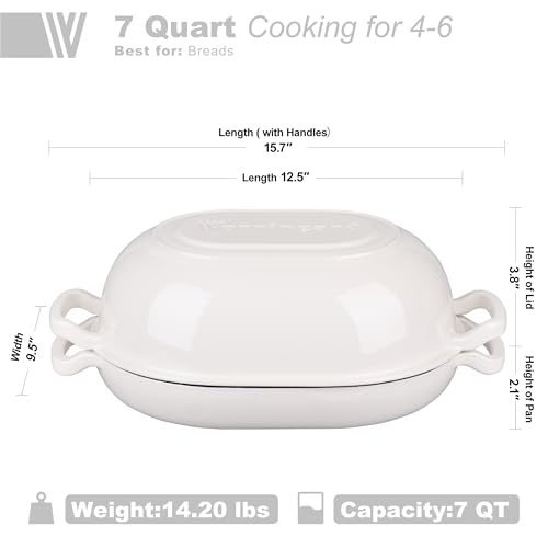 Enameled Cast Iron Dutch Oven with Lid for Bread Baking, 5QT M245