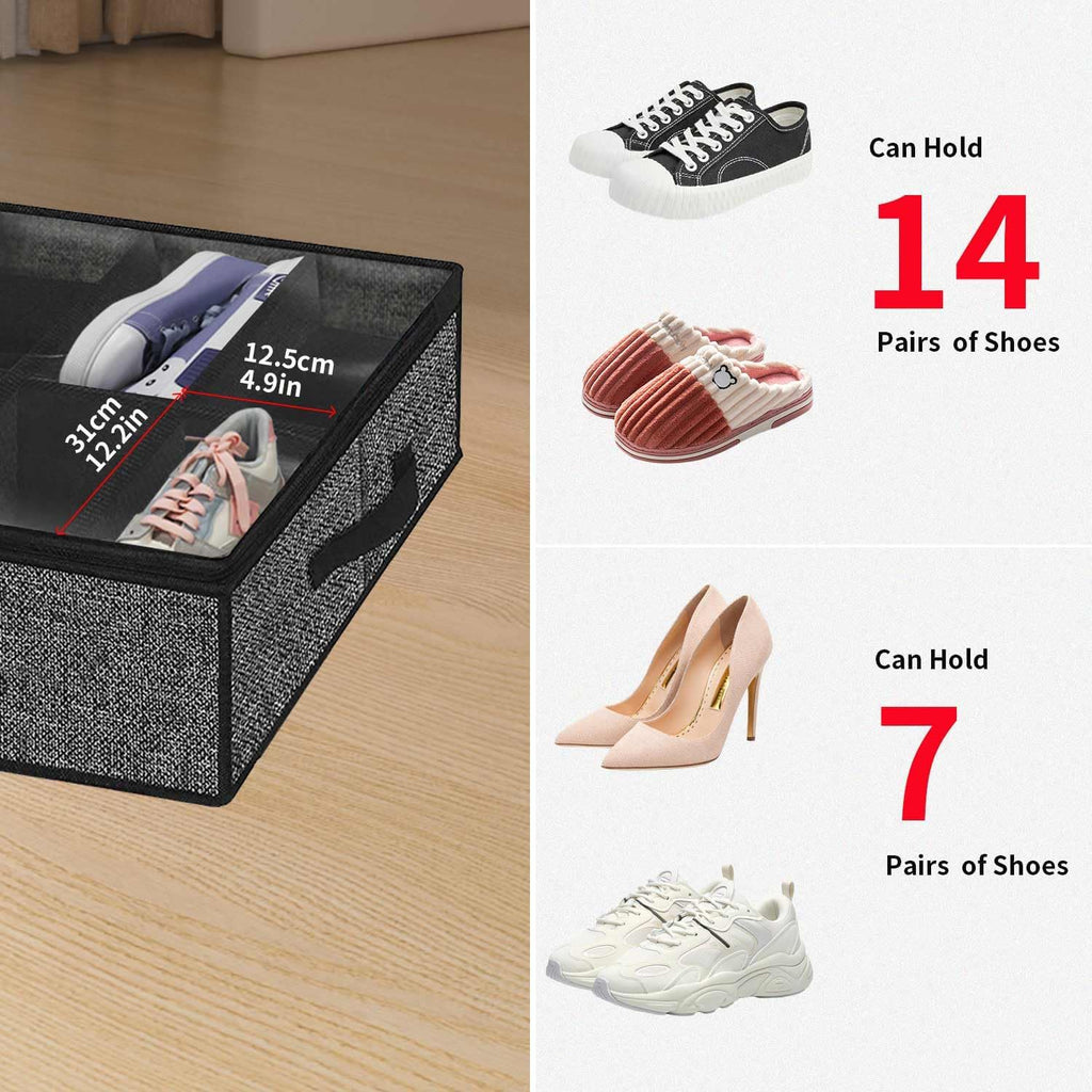 Under Bed Shoe Storage Organizer with Clear Window, Foldable F8804