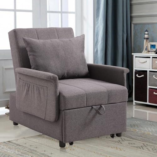 Convertible Sleeper Chair Bed with Adjustable Backrest and Pillow F493780