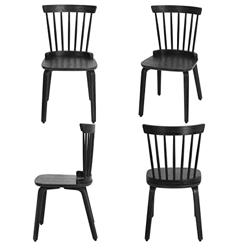 Solid Wood Windsor Side Chair Set of 4, Black Q123