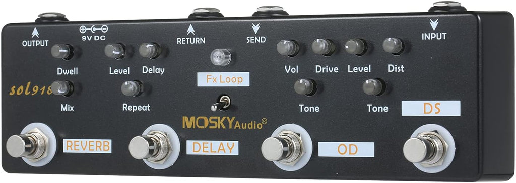 5-in-1 Multi Effect Guitar Pedal with Reverb Delay Overdrive Distortion V801740