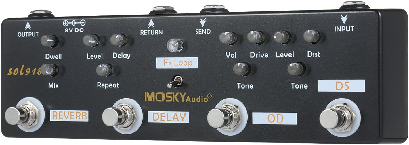 5-in-1 Multi Effect Guitar Pedal with Reverb Delay Overdrive Distortion V801740