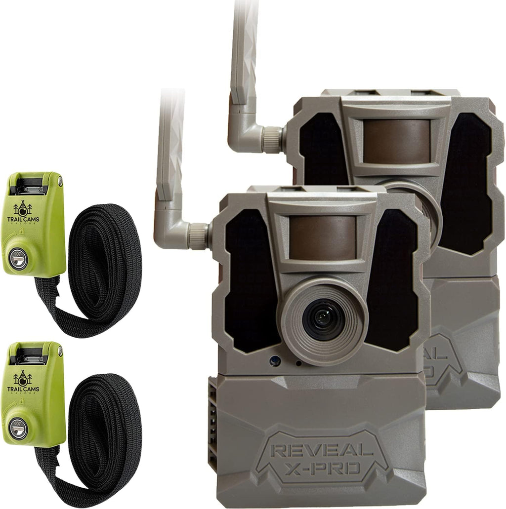 Tactacam Reveal X Pro Cellular Trail Camera, Verizon and At&t, No Glow, Integrated Gps Tracking, Built in Lcd Screen, Hd Photo and Hd Video (2 pk) + Two Steel Reinforced Straps