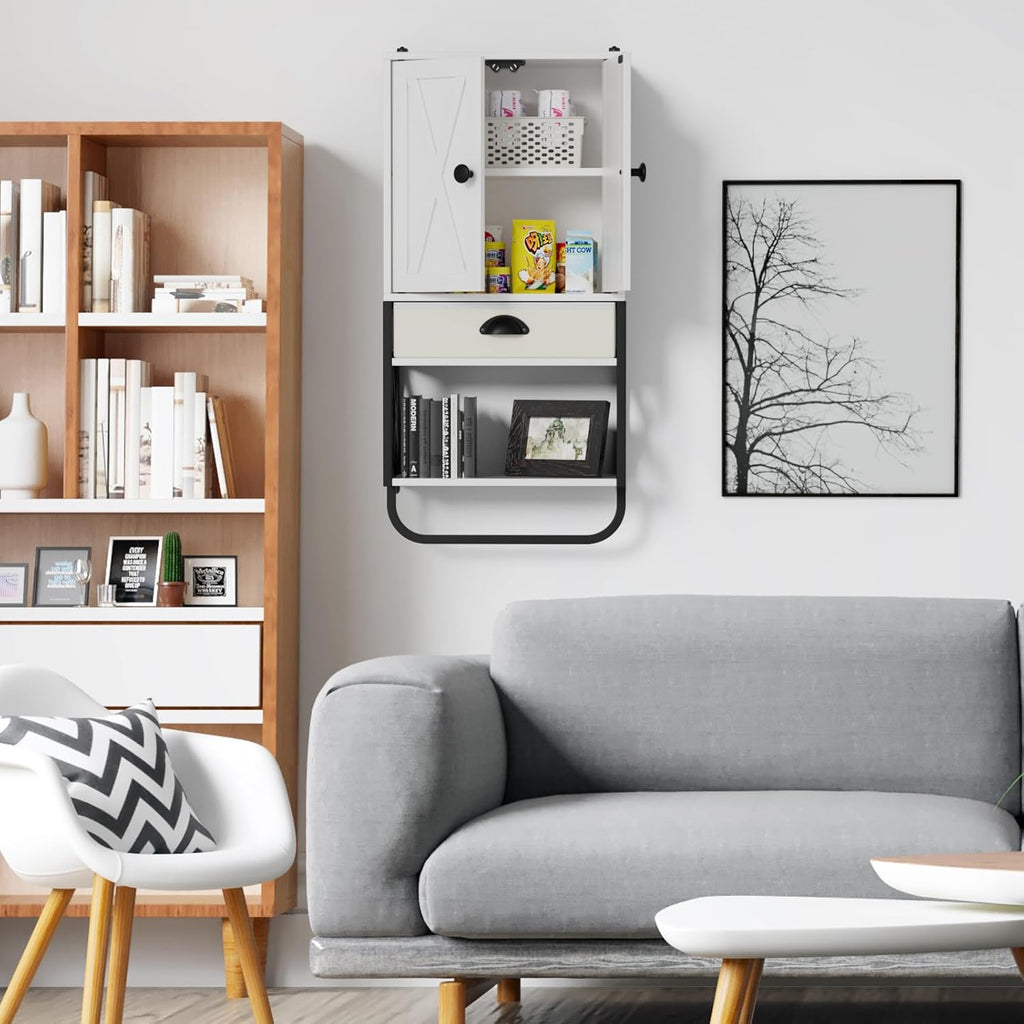 Wall Cabinet with 2 Doors and Adjustable Shelf, White I87858