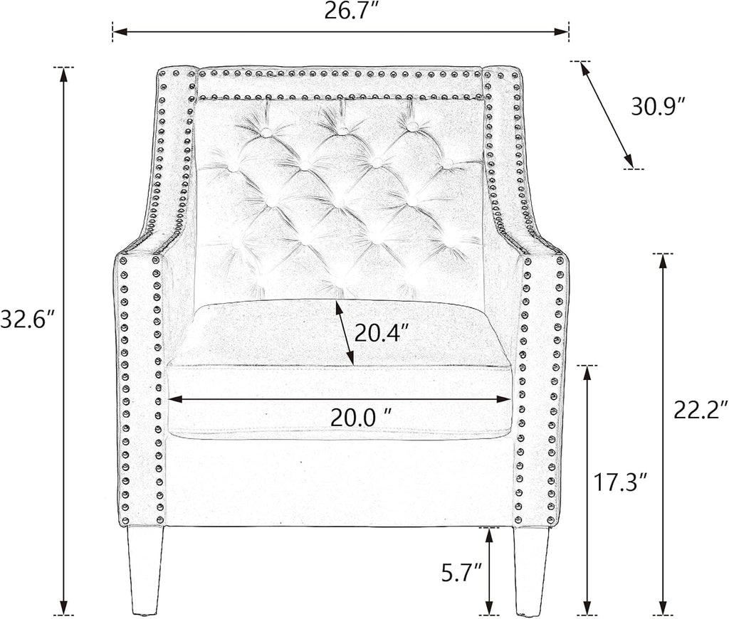 Velvet Accent Chair for Living Room with Wood Legs E616346