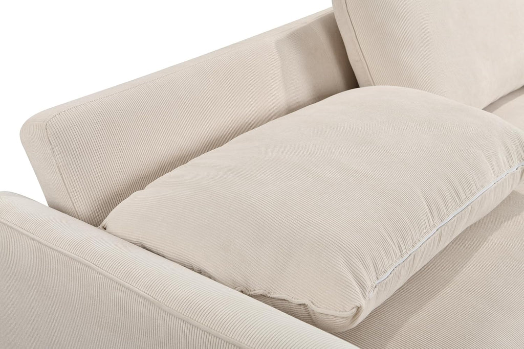 78 Inch 3 in 1 Convertible Sleeper Sofa Bed, Fabric Loveseat Futon with Pullout Bed, Beige J804965