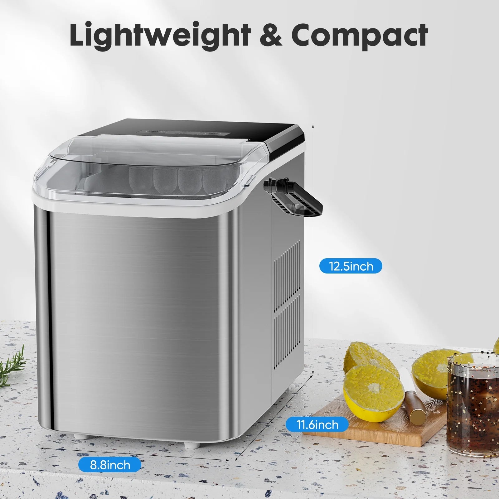 Portable 1.5L Electric Ice Maker 26.5lbs/24H Touch Control Self-Cleaning X859356