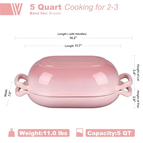 Enameled Cast Iron Dutch Oven with Lid for Bread Baking, 5QT M245