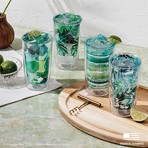 Green Crystal Double Walled Insulated Tumbler Travel Cup, 16oz C6695