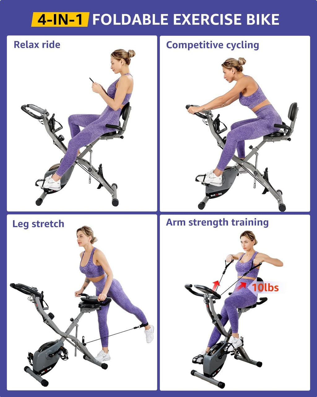 Stationary Exercise Bike for Home Workout, Foldable Indoor Cycling Bike, 330LB Capacity, 16-Level Magnetic Resistance F39408