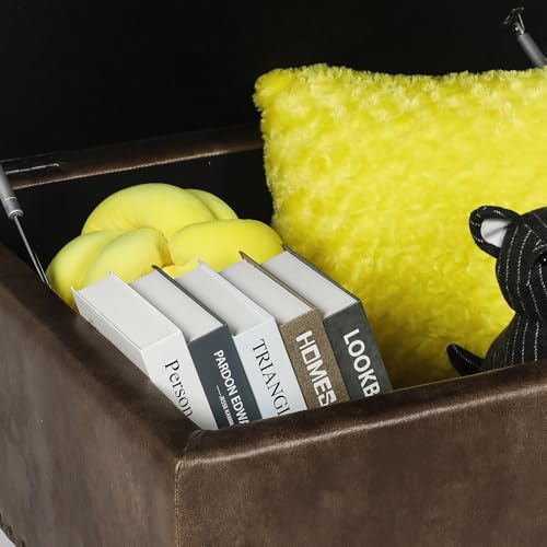 Square Storage Ottoman Coffee Table with Upholstered Lid, Dark Gray C100