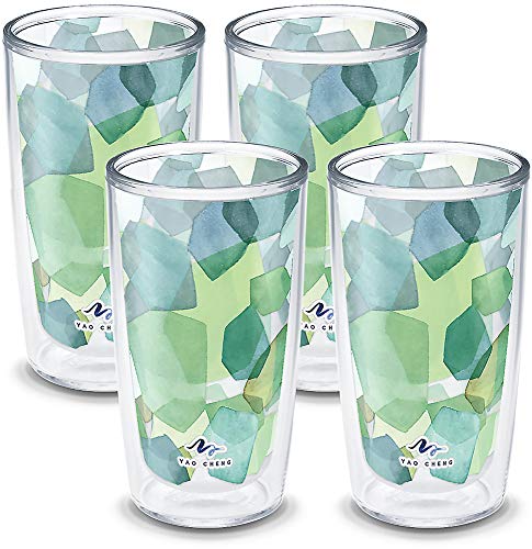 Green Crystal Double Walled Insulated Tumbler Travel Cup, 16oz C6695