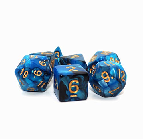 Teal White 7-Die RPG Dice Set for Dungeons and Dragons B5748