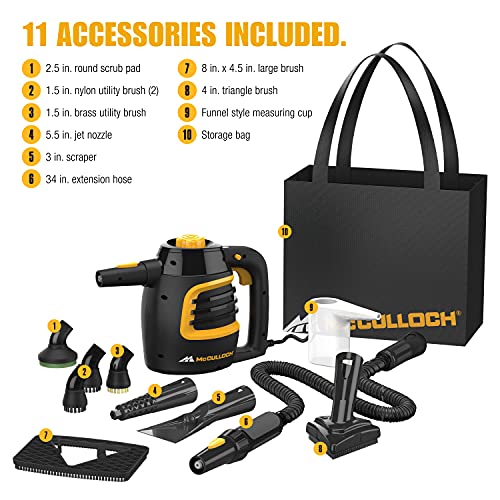 Handheld Steam Cleaner with 11 Accessories for Home, Tile, Grout, and Car Detailing K2885