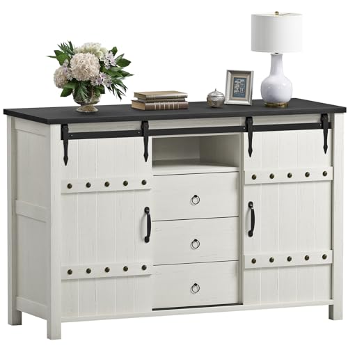 Farmhouse Dresser for Bedroom with 3 Drawers and Barn Doors N58927