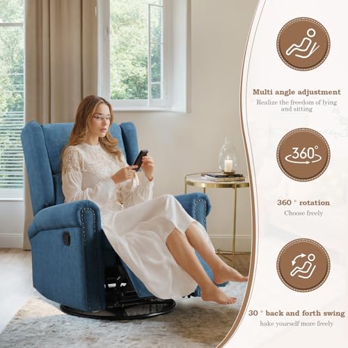 Swivel Rocking Recliner with Adjustable Backrest & Footrest for Living Room N391806