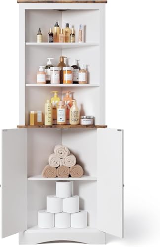 Corner Cabinet with Doors and Shelves for Living Room, White H15724