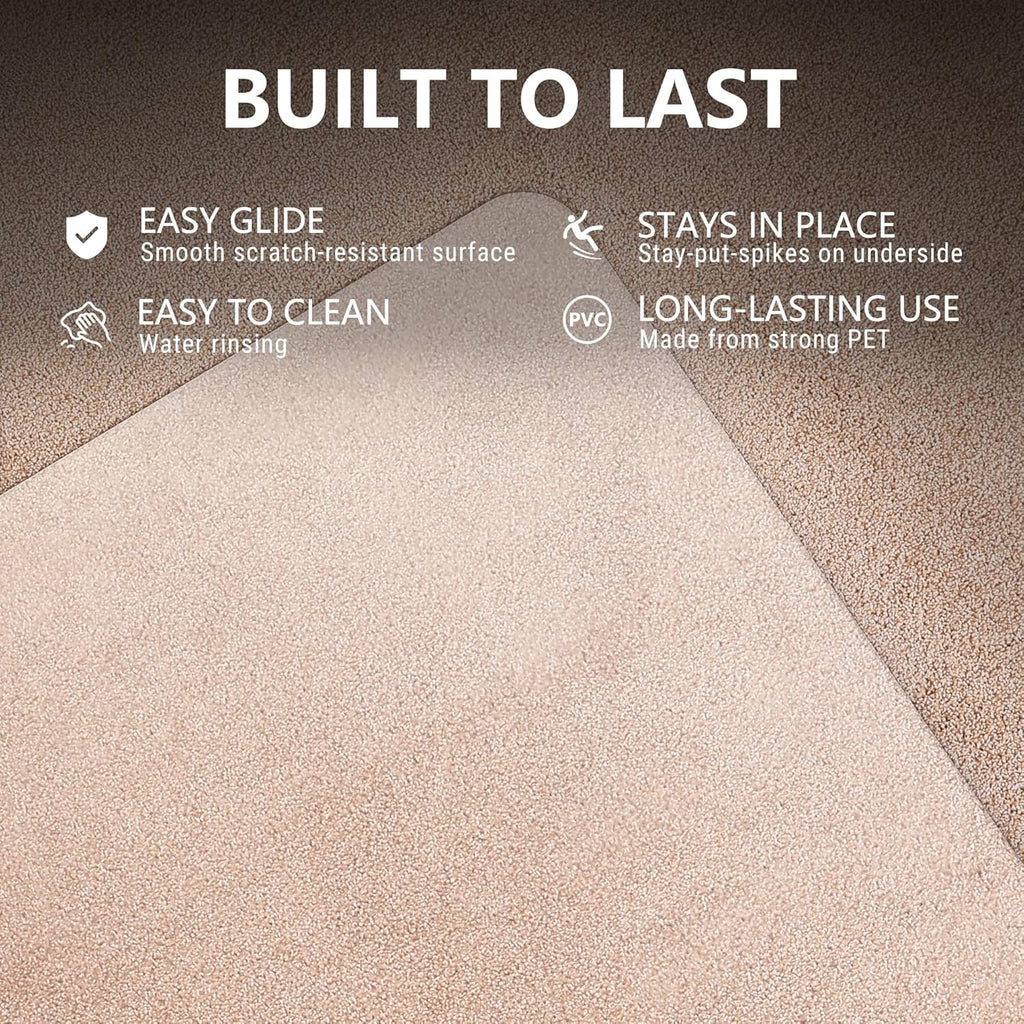 Office Chair Mat for Hardwood Floor, Desk Chair Protector for Hard Floors, Rolling Chair Plastic Mat for Tile Floor, Computer Chair Clear Mat with Lip (36" x 48") P490257