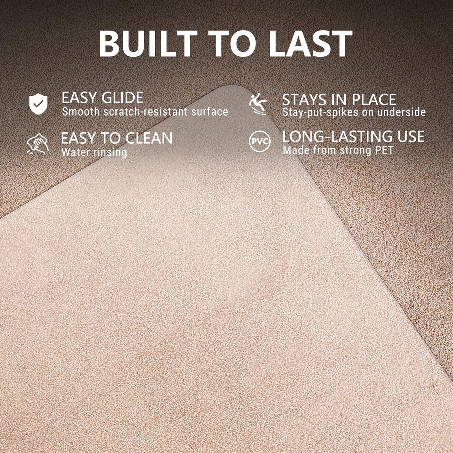 Office Chair Mat for Hardwood Floor, Desk Chair Protector for Hard Floors, Rolling Chair Plastic Mat for Tile Floor, Computer Chair Clear Mat with Lip (36" x 48") P490257