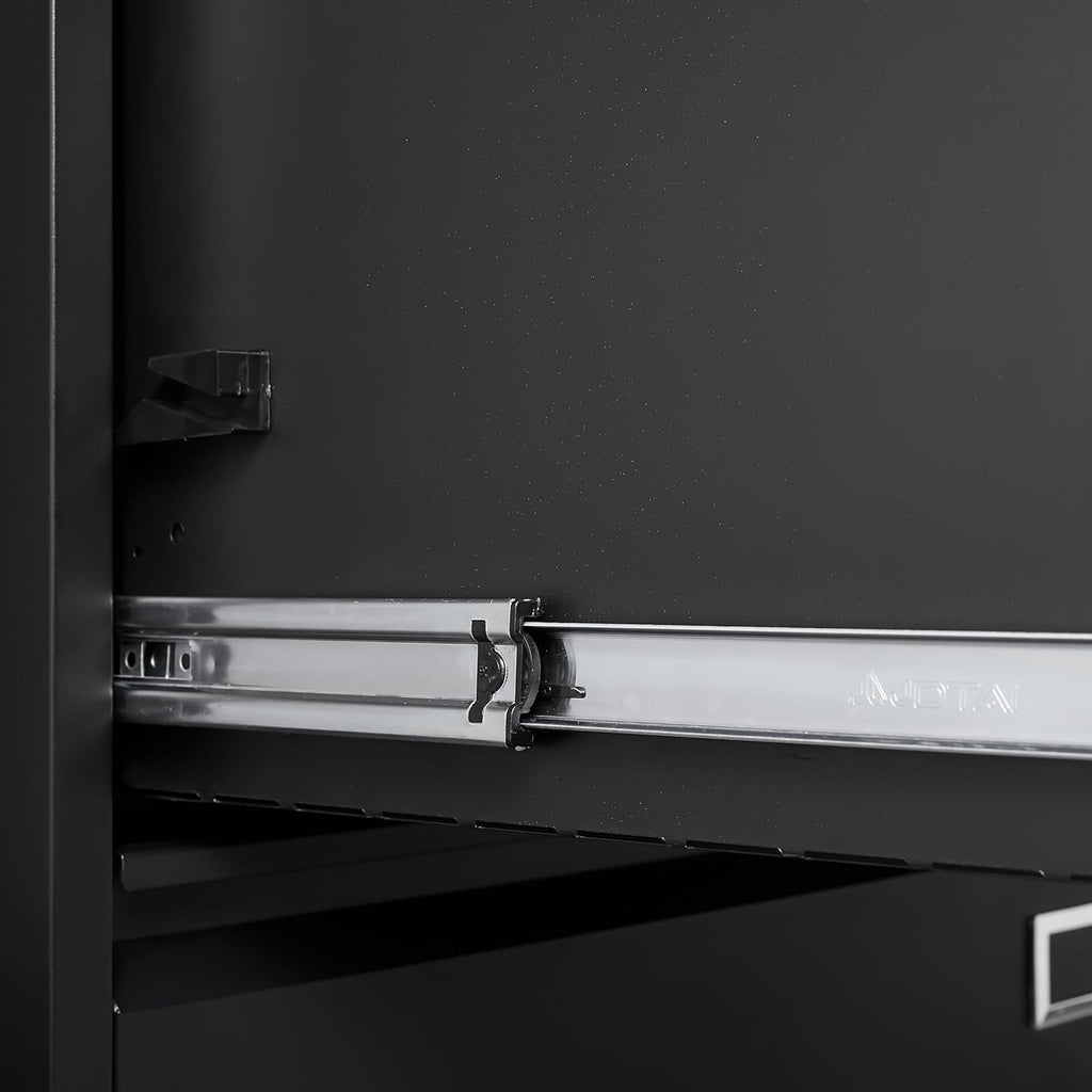 3 Drawer Lateral File Cabinet with Lock for Home Office, Black H9896