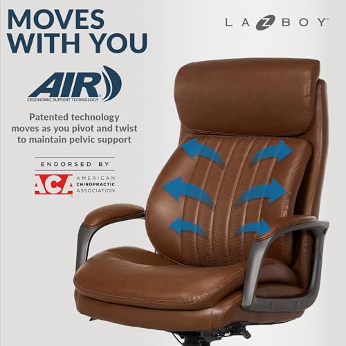 Vegan Leather Ergonomic Office Chair with Memory Foam Lumbar Support, Black H4123