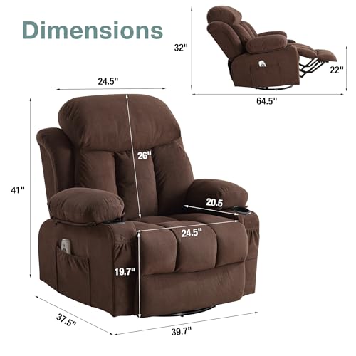 Massage Recliner Chair with Heat and Vibration, Ergonomic Fabric Sofa L1364