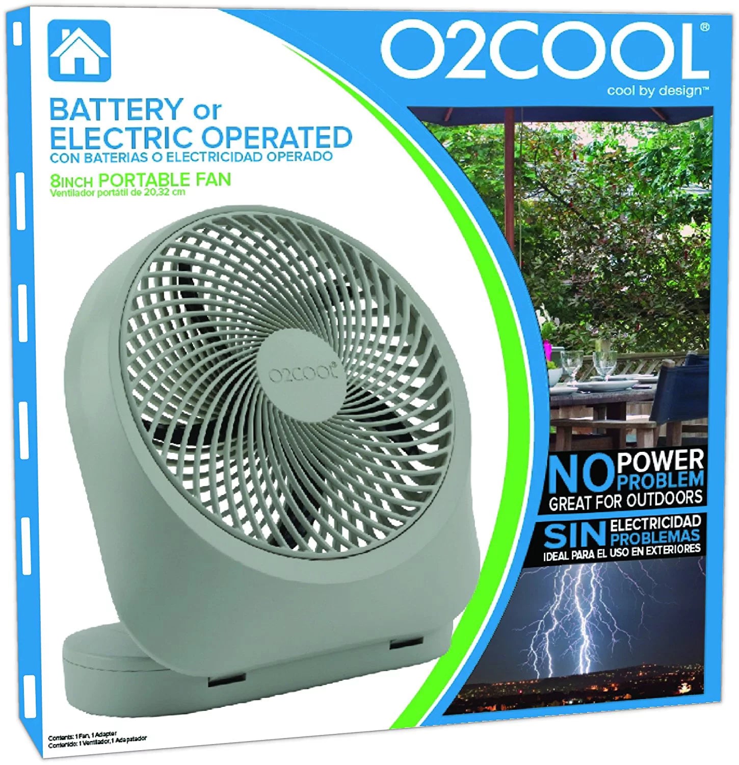 Portable 8 Inch Indoor/Outdoor Fan with AC Adapter P615628