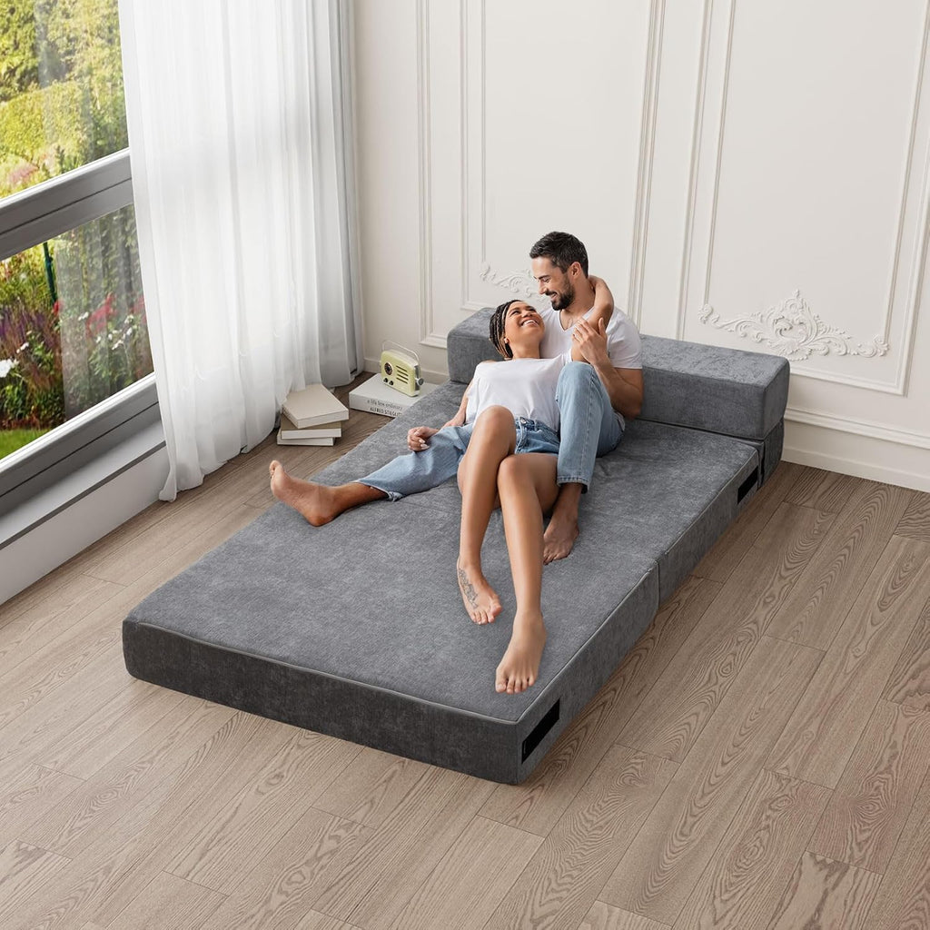Folding Sofa Bed Convertible Sleeper Chair with Pillow, Gray W540