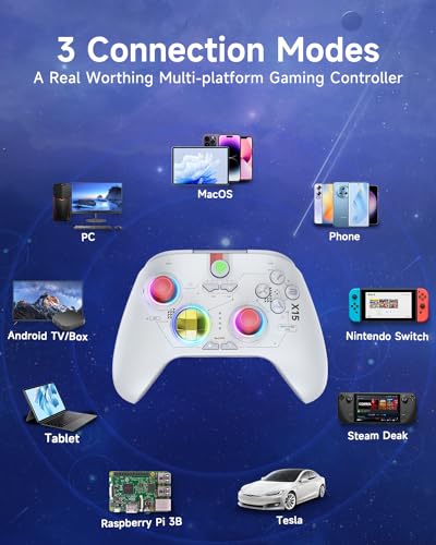 Wireless Bluetooth Controller with Hall Joysticks for PC, Android, Steam and Switch E86358