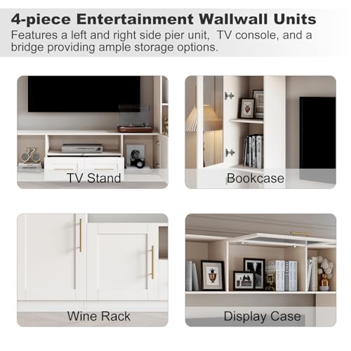 Modern TV Stand with Glass Doors and Shelves for Living Room N2292