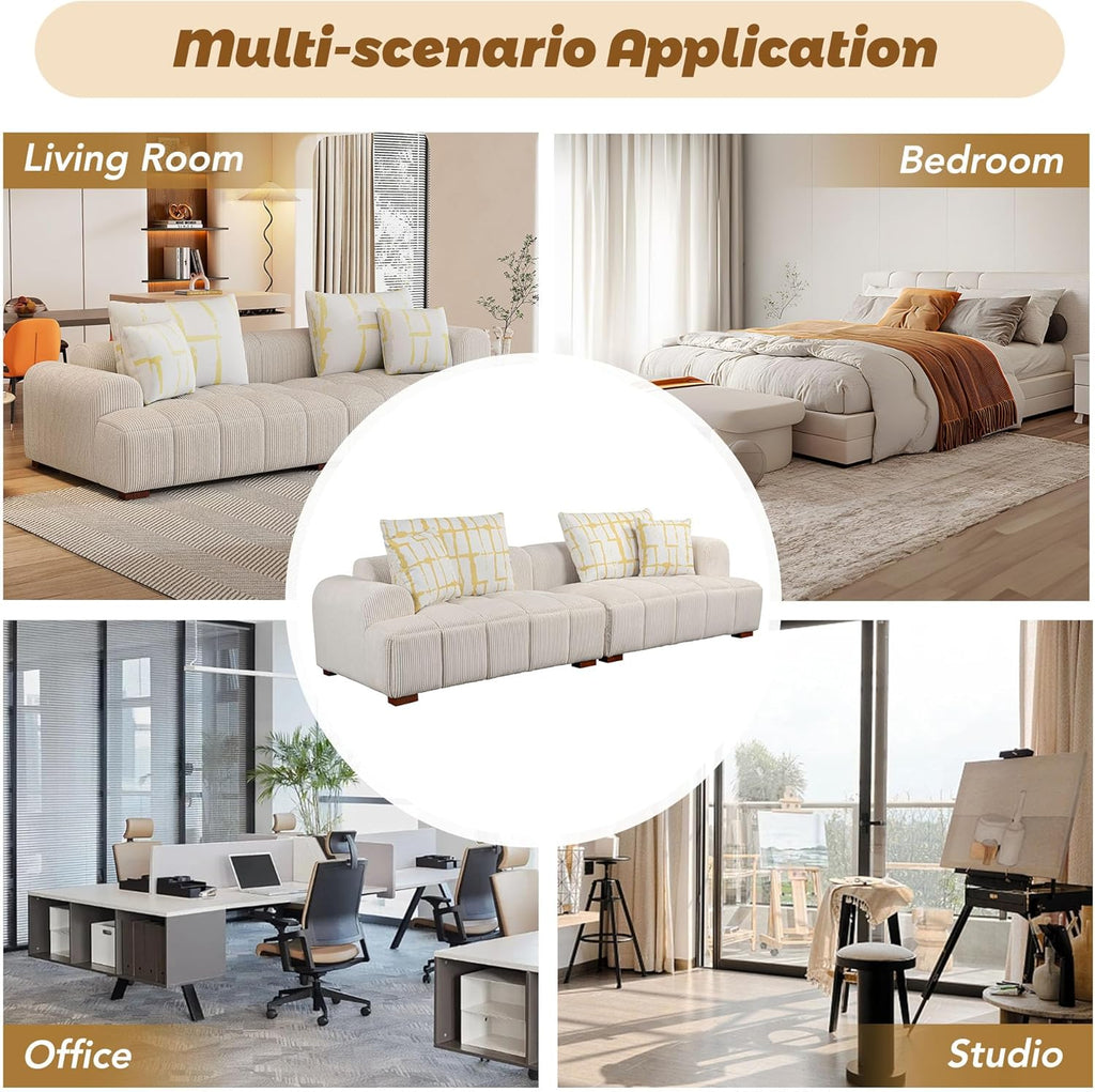 Modular Corduroy Sectional Sofa with Pillows L849