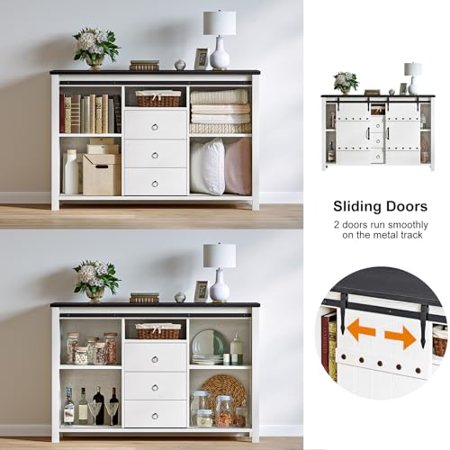 Farmhouse Dresser for Bedroom with 3 Drawers and Barn Doors N58927