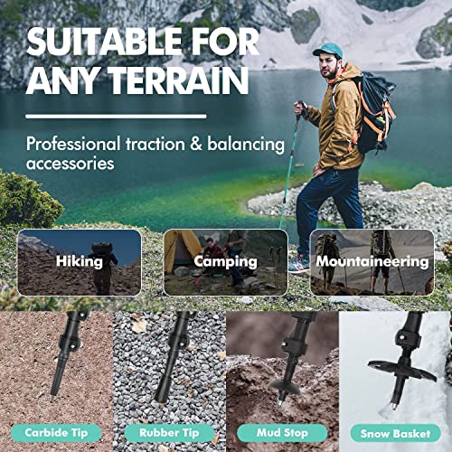 Adjustable Trekking Poles with Quick Flip Lock, Lightweight Cork Grips M598919