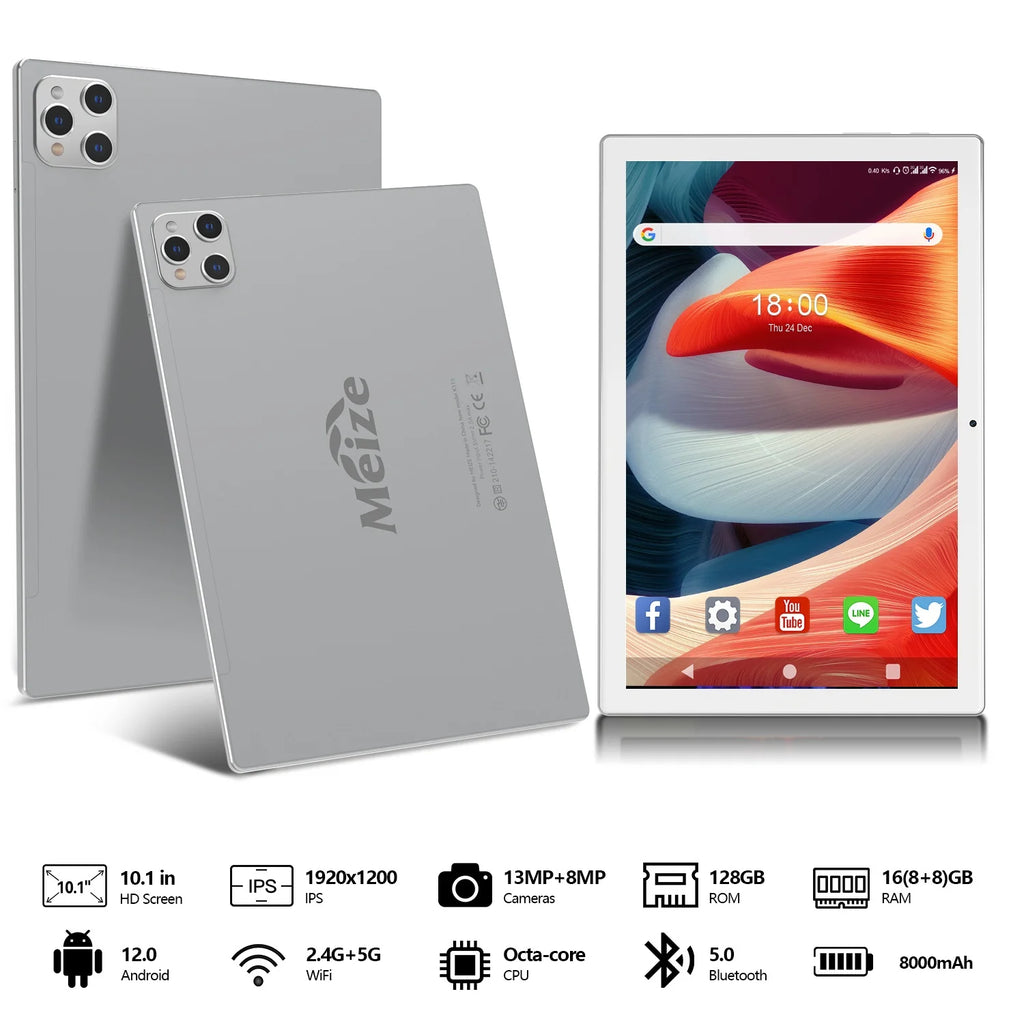 10.1 inch Android Tablet with 128GB Storage, White N558847