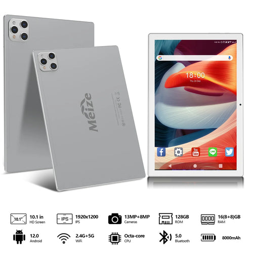 10.1 inch Android Tablet with 128GB Storage, White N558847