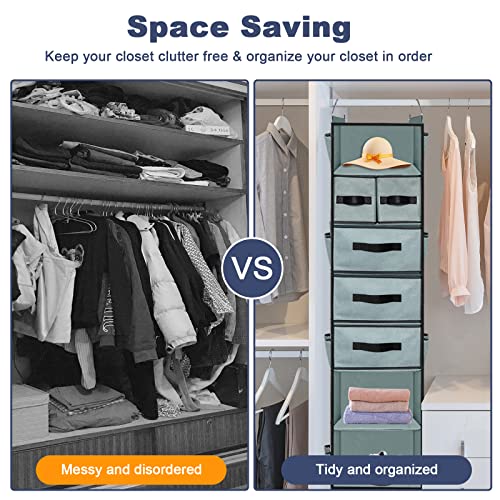 7-Shelf Hanging Closet Organizer with 5 Drawers and 8 Mesh Pockets M926520