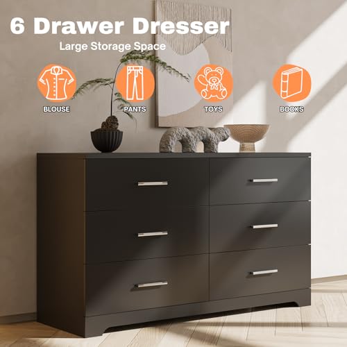 8 Drawer Dresser for Bedroom with Deep Drawers, 55 Inch Wood Chest of Drawers M337