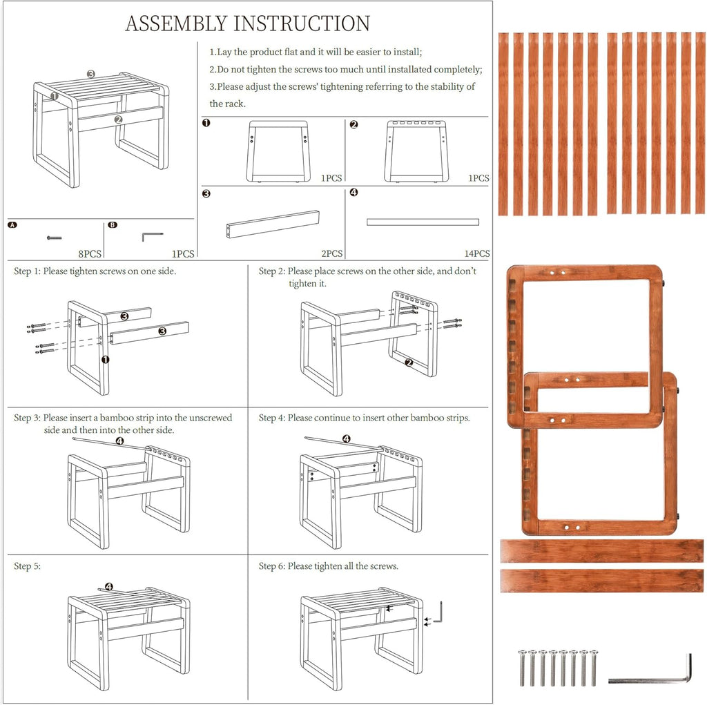 Wooden Step Stool for Adults and Kids, One Step Foot Rest Stool for Bathroom, Bedroom, Kitchen M408762