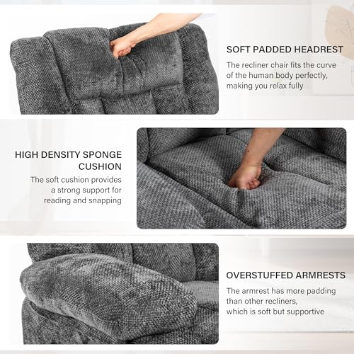 Massage Recliner Chair with Heat, Breathable Fabric, Side Pockets, Dark Grey K71391