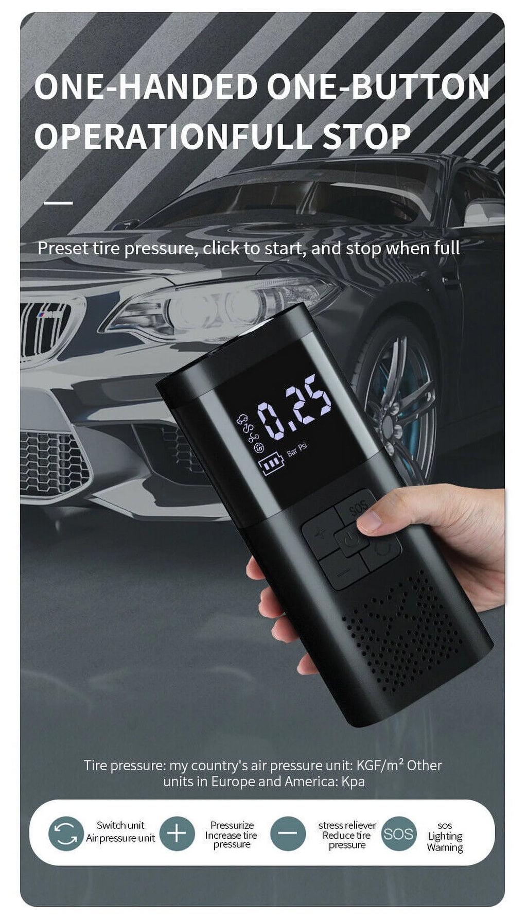 Portable 150PSI Digital Tire Inflator with LCD Air Pump Z589