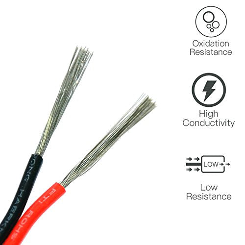 18 AWG Silicone Wire 20 ft, Black and Red, Flexible Hook Up Cable G465979